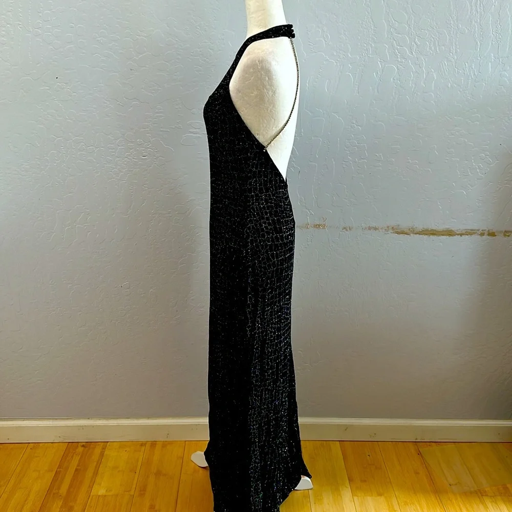 Scoot  McClintock Black Silver Sequined Opened back Diamond Straps Maxi …